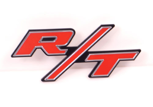 Mopar OEM Red "R/T" Grille Emblem - Click Image to Close